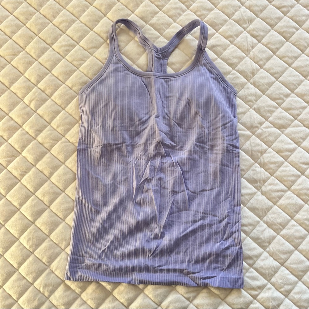 Lululemon lavender Ebb to street Racerback tank top ribbed women’s size 8